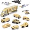 image12 PCS Military Plastic Army Men Vehicles Toy Playset  Includes Stealth Bomber Tanks Helicopter Fighter Jets and More for Kids Boys
