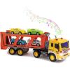 imageLiberty Imports Friction Powered Transport Car Carrier Truck Kids Toy  Heavy Duty Auto Transporter Trailer with Lights Sound Effects and Ramp Includes 4 Removable Cars