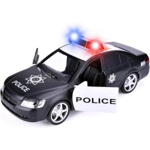 Liberty Imports Toy Police Car with Light & Sounds – Friction Powered Plastic Patrol Cop Play Vehicle with Openable Doors for Kids