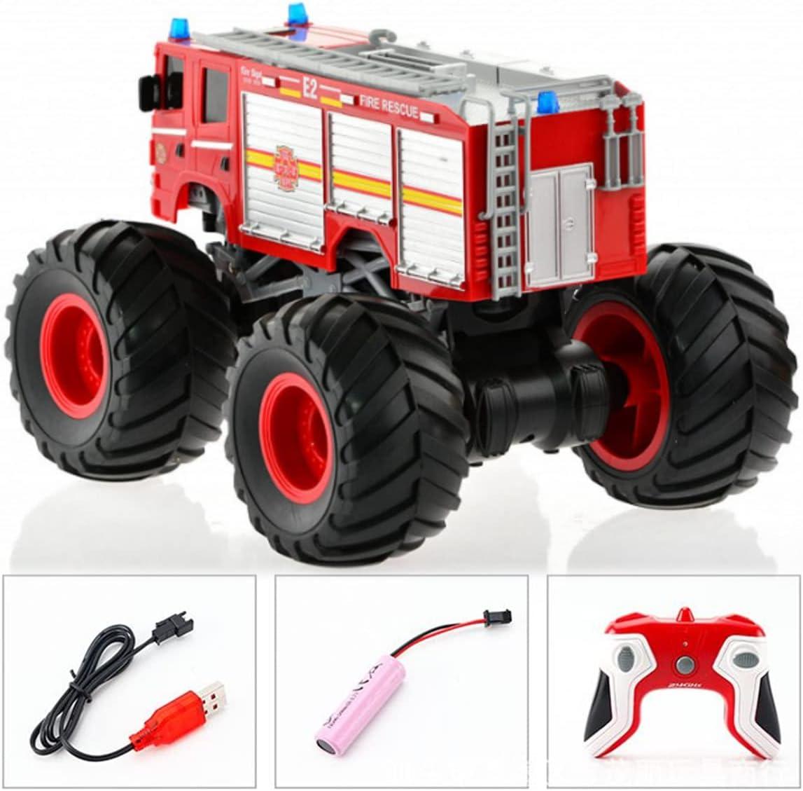 imageRemote Control Monster Truck 118 Scale RC Fire Truck 24GHz Big Wheel School Bus with Lights Sounds Rechargeable Electric Toy Stunt Jam Car for Kids Boys Girls School BusFire Truck
