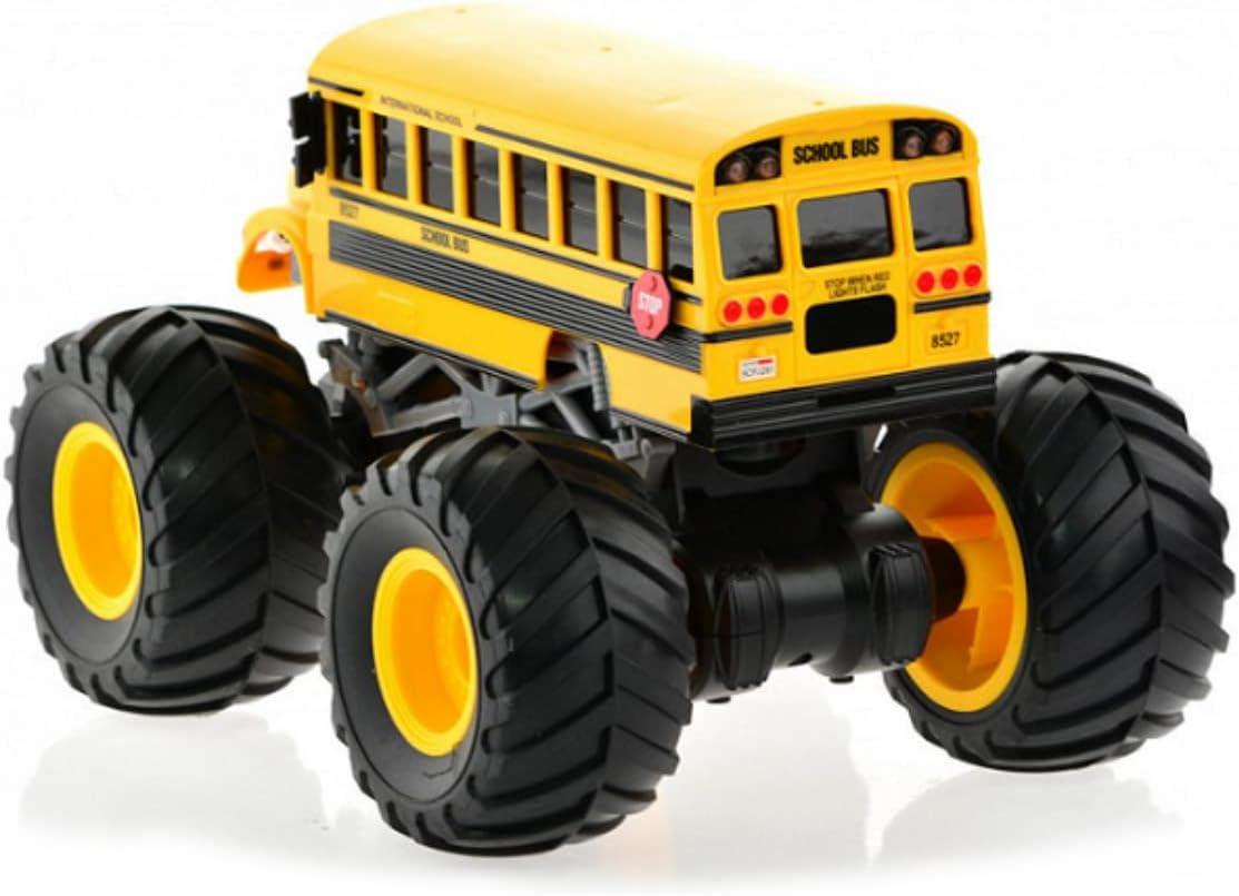 imageRemote Control Monster Truck 118 Scale RC Fire Truck 24GHz Big Wheel School Bus with Lights Sounds Rechargeable Electric Toy Stunt Jam Car for Kids Boys Girls School BusSchool Bus