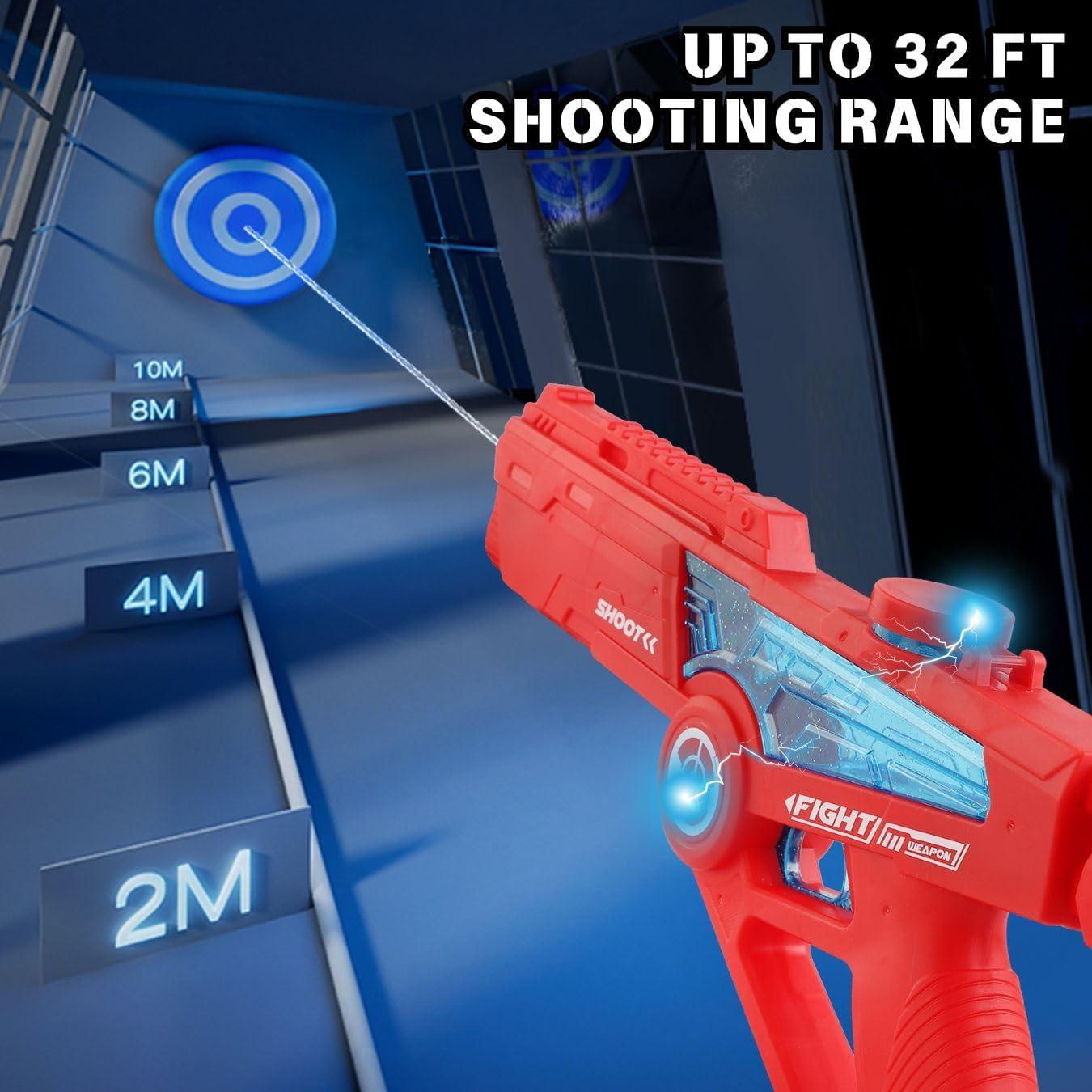 image2 Pack Electric Water Guns Full Automatic Suction Power Soaker Blasters 32 FT Range Summer Outdoor Pool Auto Squirt Toys for Adults Kids RedBlue