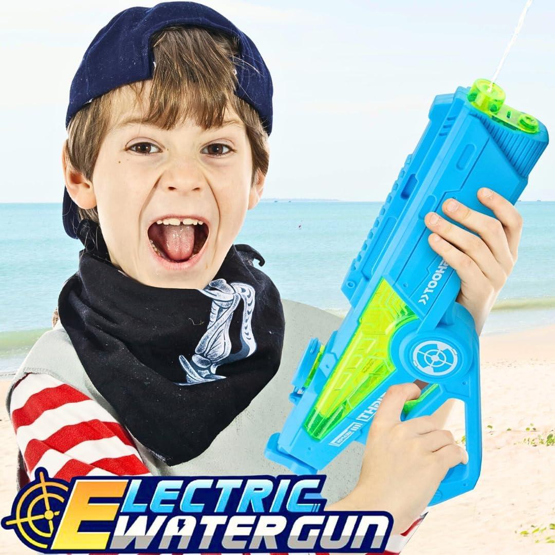 image2 Pack Electric Water Guns Full Automatic Suction Power Soaker Blasters 32 FT Range Summer Outdoor Pool Auto Squirt Toys for Adults Kids RedBlue