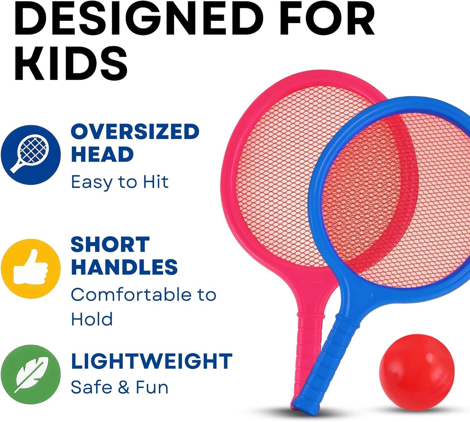 imageBadminton Racket Set for Kids Toddlers with Paddles Ball and Birdie Junior Kindergarten Student Outdoor Sports Tennis Racquet Play Game Beach Toys6Pack