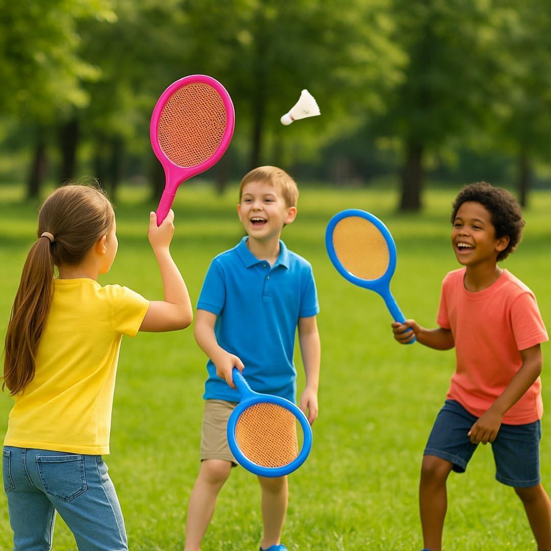 imageBadminton Racket Set for Kids Toddlers with Paddles Ball and Birdie Junior Kindergarten Student Outdoor Sports Tennis Racquet Play Game Beach Toys6Pack