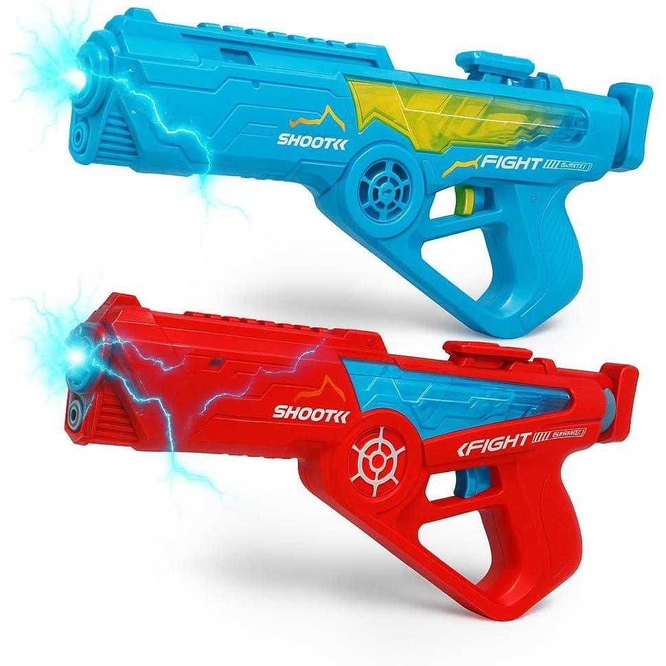 image2 Pack Electric Water Guns  Full Automatic Suction Power Soaker Blasters 32 FT Range Summer Outdoor Pool Auto Squirt Toys for Adults Kids RedBlue