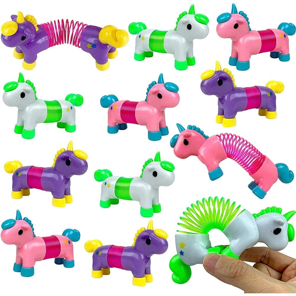 imageLiberty Imports Set of 12 Pcs Mini Unicorns Magical Coil Springs  Cute Figures Toy Springs Party Favors Supplies Birthdays Gifts Game Prizes