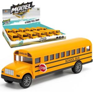 12 Pack: Diecast Yellow School Bus Model Toy, 5″ Pullback Die Cast Metal Classic Long Nose Vehicles for Kids with Rubber Tires and Opening Doors – Bulk Party Favors, Supplies