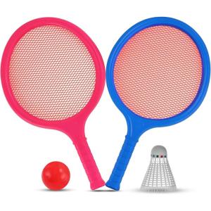 Badminton Racket Set for Kids, Toddlers with Paddles, Ball and Birdie – Junior Kindergarten Student Outdoor Sports Tennis Racquet Play Game Beach Toys(2-Pack)