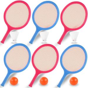 Badminton Racket Set for Kids, Toddlers with Paddles, Ball and Birdie – Junior Kindergarten Student Outdoor Sports Tennis Racquet Play Game Beach Toys(6-Pack)