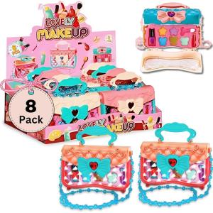 Kids Makeup Kit for Girls – Real Washable Play Cosmetic Set Palette Case, Non-Toxic Pretend Makeup Toys, Perfect Party Favors & Gifts (8 Pack Purse)(8 Pack Purse)