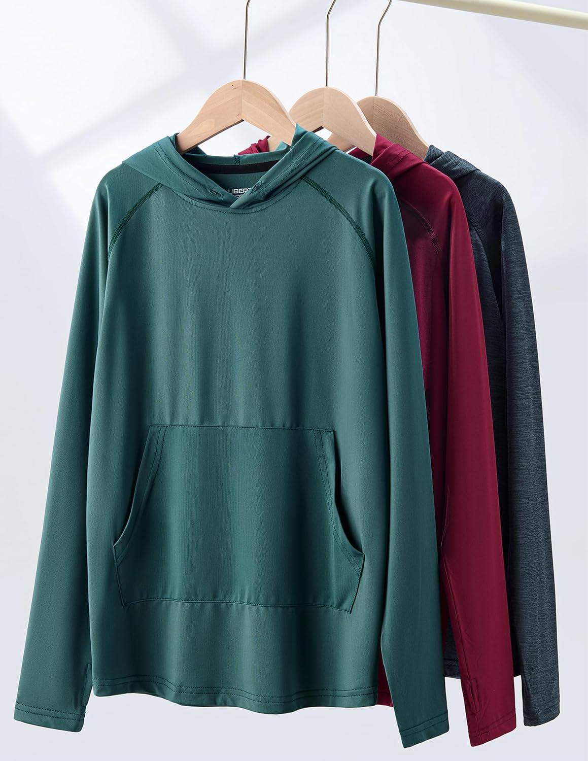 imageLiberty Imports 3Pack Youth Boys Teen DryFit Hoodies Long Sleeve Athletic Pullover Sweatshirts Lightweight ActivewearCharcoalMaroonSage Green