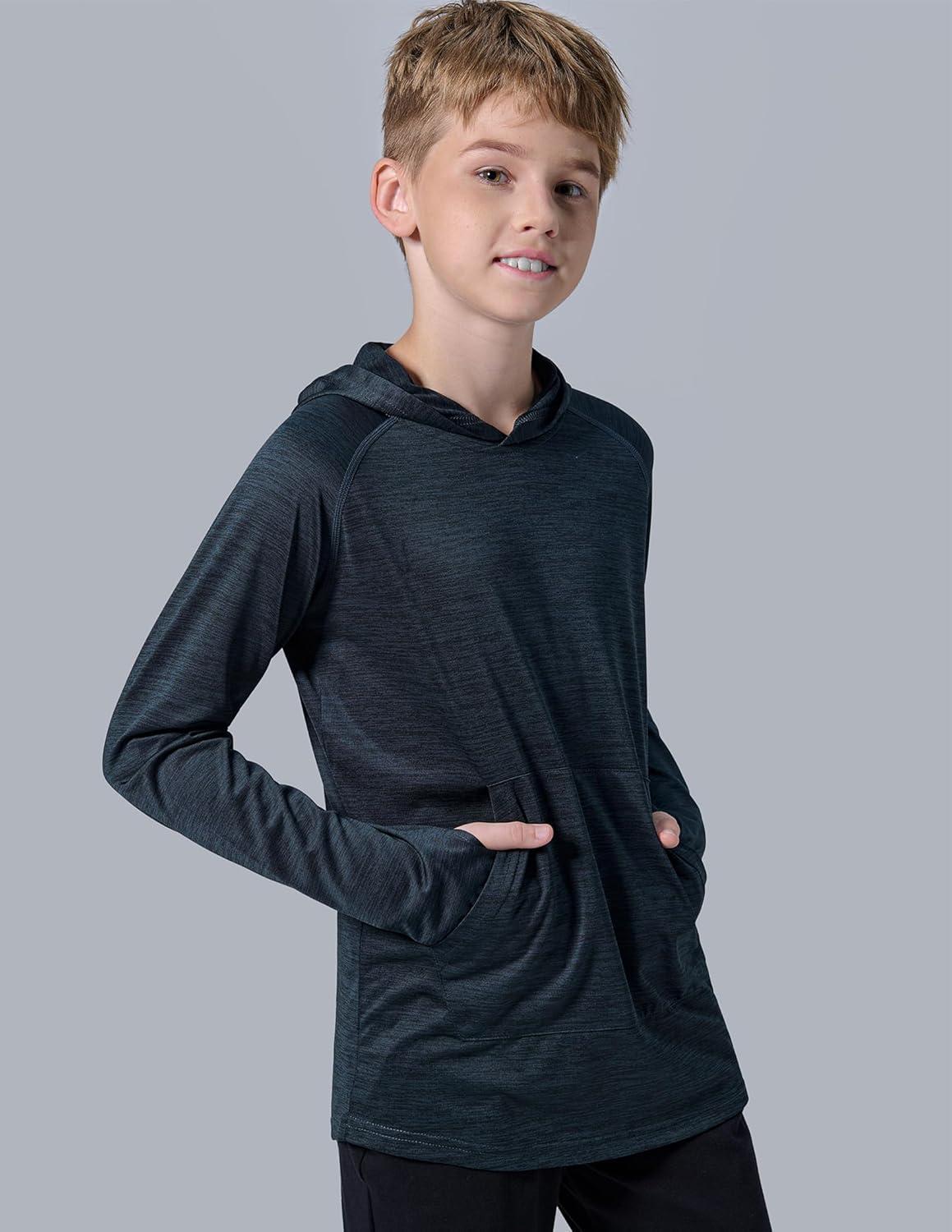 imageLiberty Imports 3Pack Youth Boys Teen DryFit Hoodies Long Sleeve Athletic Pullover Sweatshirts Lightweight ActivewearCharcoalMaroonSage Green