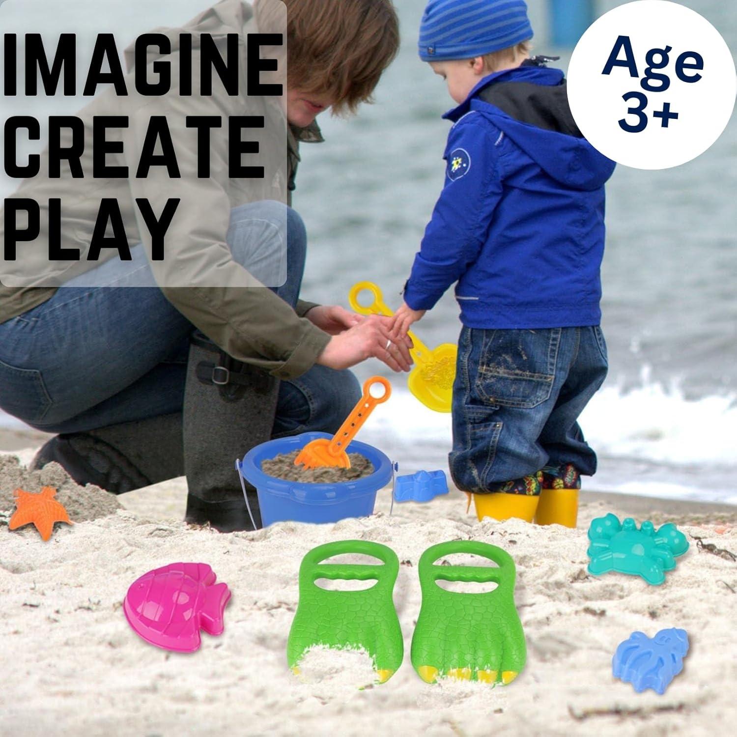 imageLiberty Imports 13 PCS Beach Sand Toys Dinosaur Claw Hand Scoop Play Set with Bucket Shovel Tools Animal and Castle Sand Molds Beach Sandbox Toys for Toddlers ampamp Kids