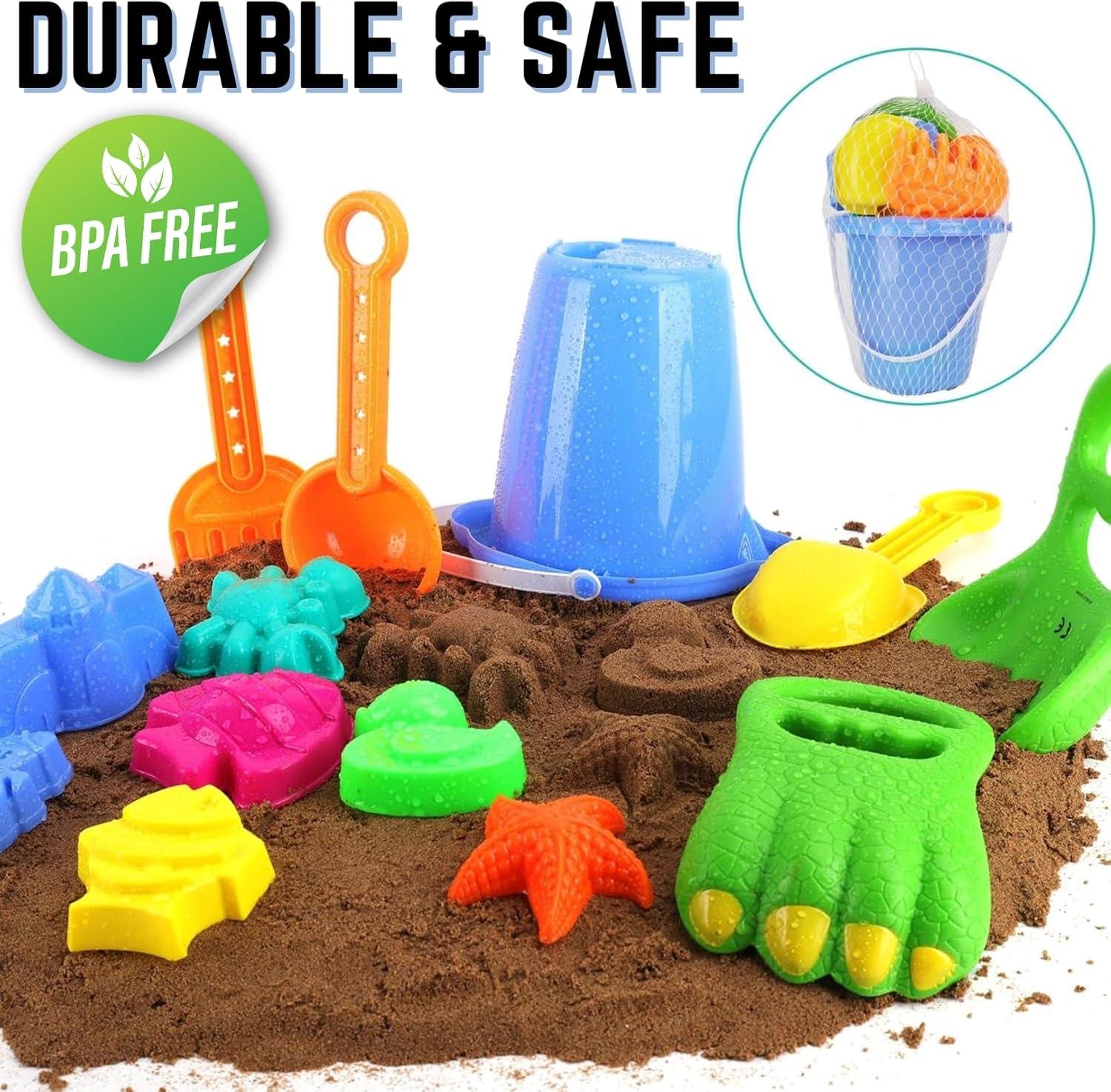 imageLiberty Imports 13 PCS Beach Sand Toys Dinosaur Claw Hand Scoop Play Set with Bucket Shovel Tools Animal and Castle Sand Molds Beach Sandbox Toys for Toddlers ampamp Kids