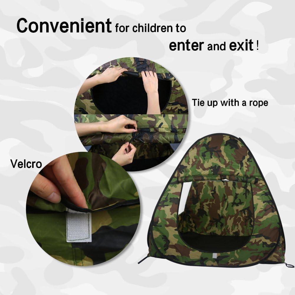 imageMilitary Pop Up Play Tent Collapsible Army Indoor Outdoor Camouflage Playhouse Hunting Toy for Kids
