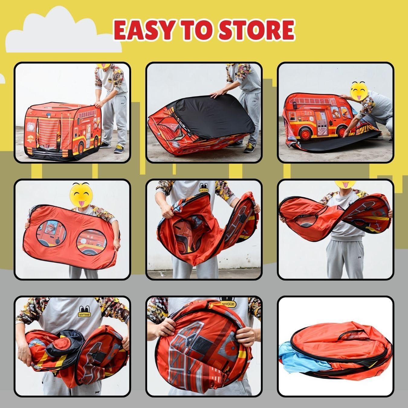 imagePop Up Play Tent for Kids My First Foldable Indoor ampamp Outdoor Playhouse Vehicle Toys for Toddlers Boys and Girls Ice Cream TruckFire Truck