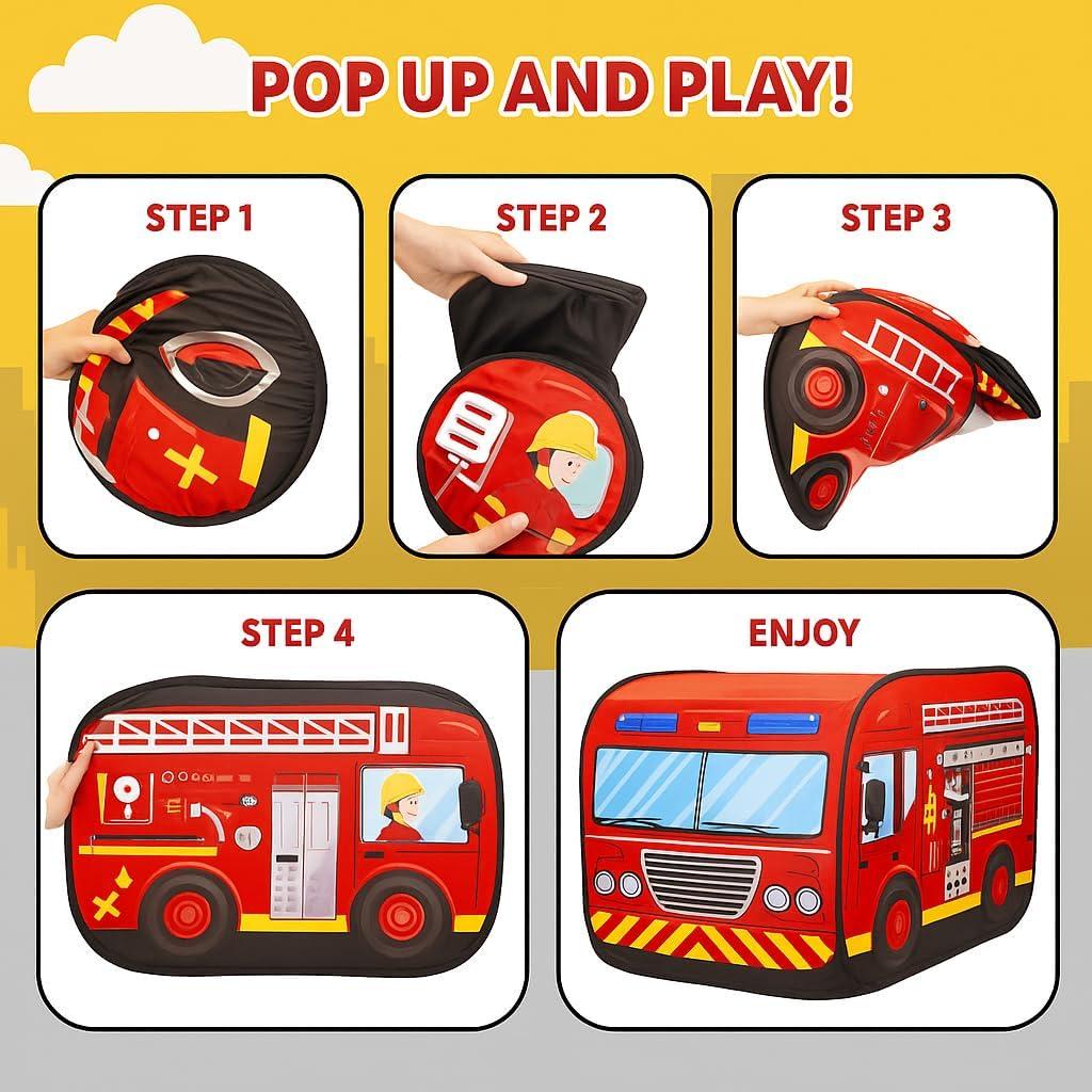 imagePop Up Play Tent for Kids My First Foldable Indoor ampamp Outdoor Playhouse Vehicle Toys for Toddlers Boys and Girls Ice Cream TruckFire Truck