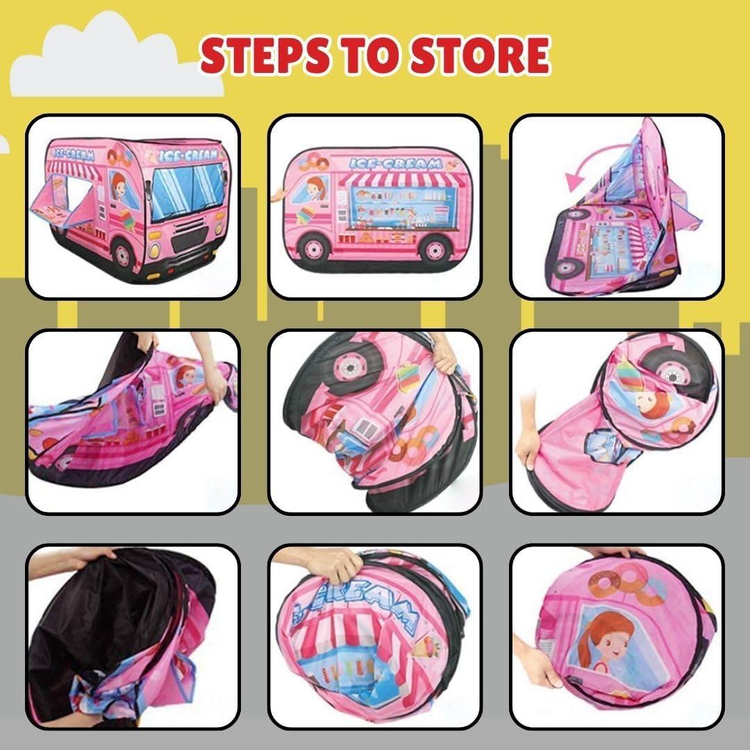 imagePop Up Play Tent for Kids My First Foldable Indoor ampamp Outdoor Playhouse Vehicle Toys for Toddlers Boys and Girls Ice Cream TruckIce Cream Truck