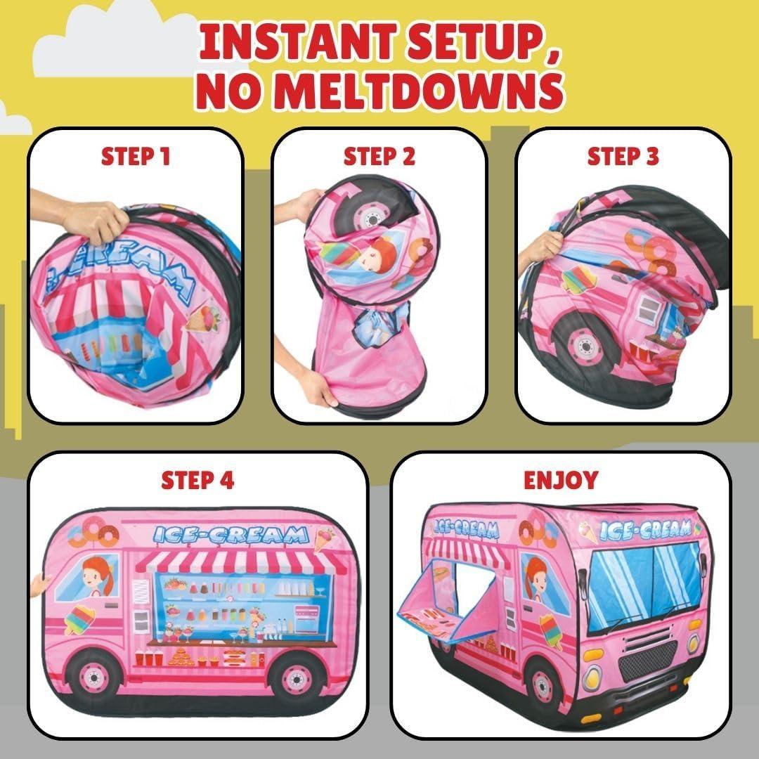 imagePop Up Play Tent for Kids My First Foldable Indoor ampamp Outdoor Playhouse Vehicle Toys for Toddlers Boys and Girls Ice Cream TruckIce Cream Truck