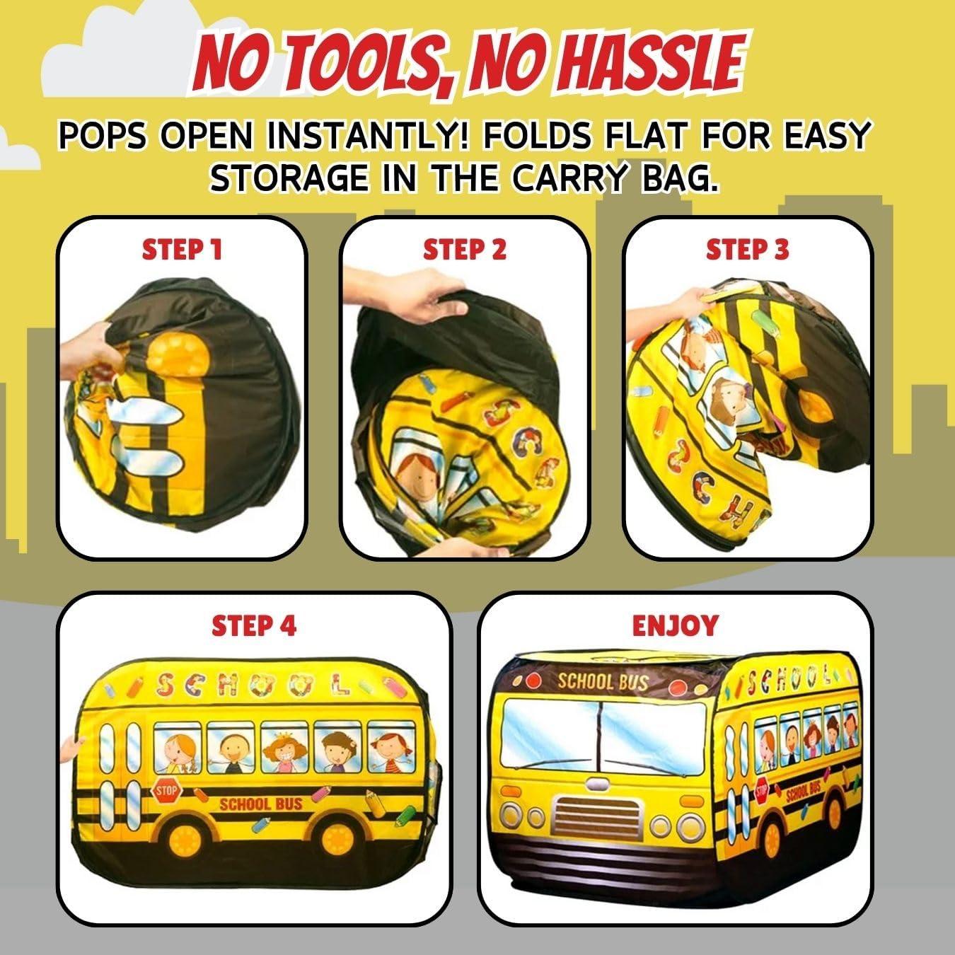 imagePop Up Play Tent for Kids My First Foldable Indoor ampamp Outdoor Playhouse Vehicle Toys for Toddlers Boys and Girls Ice Cream TruckSchool Bus