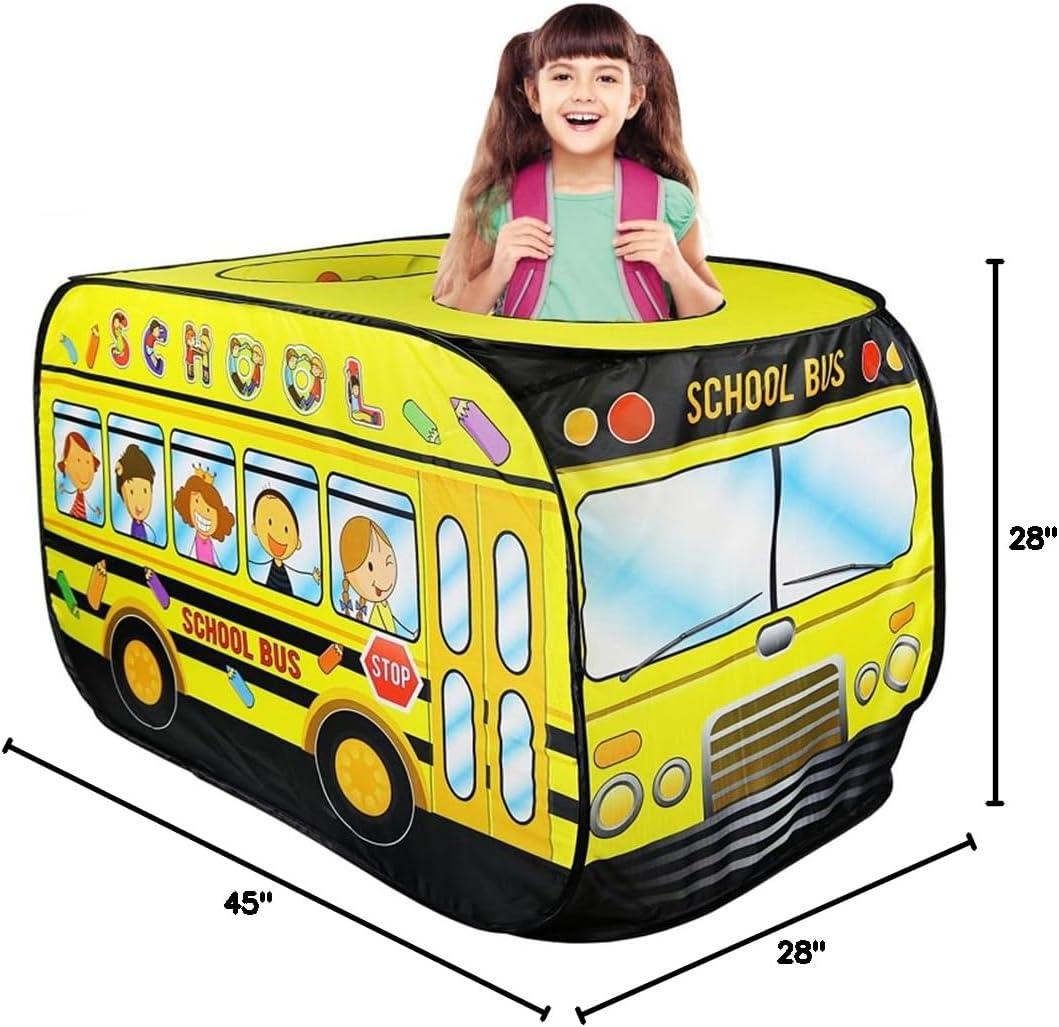 imagePop Up Play Tent for Kids My First Foldable Indoor ampamp Outdoor Playhouse Vehicle Toys for Toddlers Boys and Girls Ice Cream TruckSchool Bus