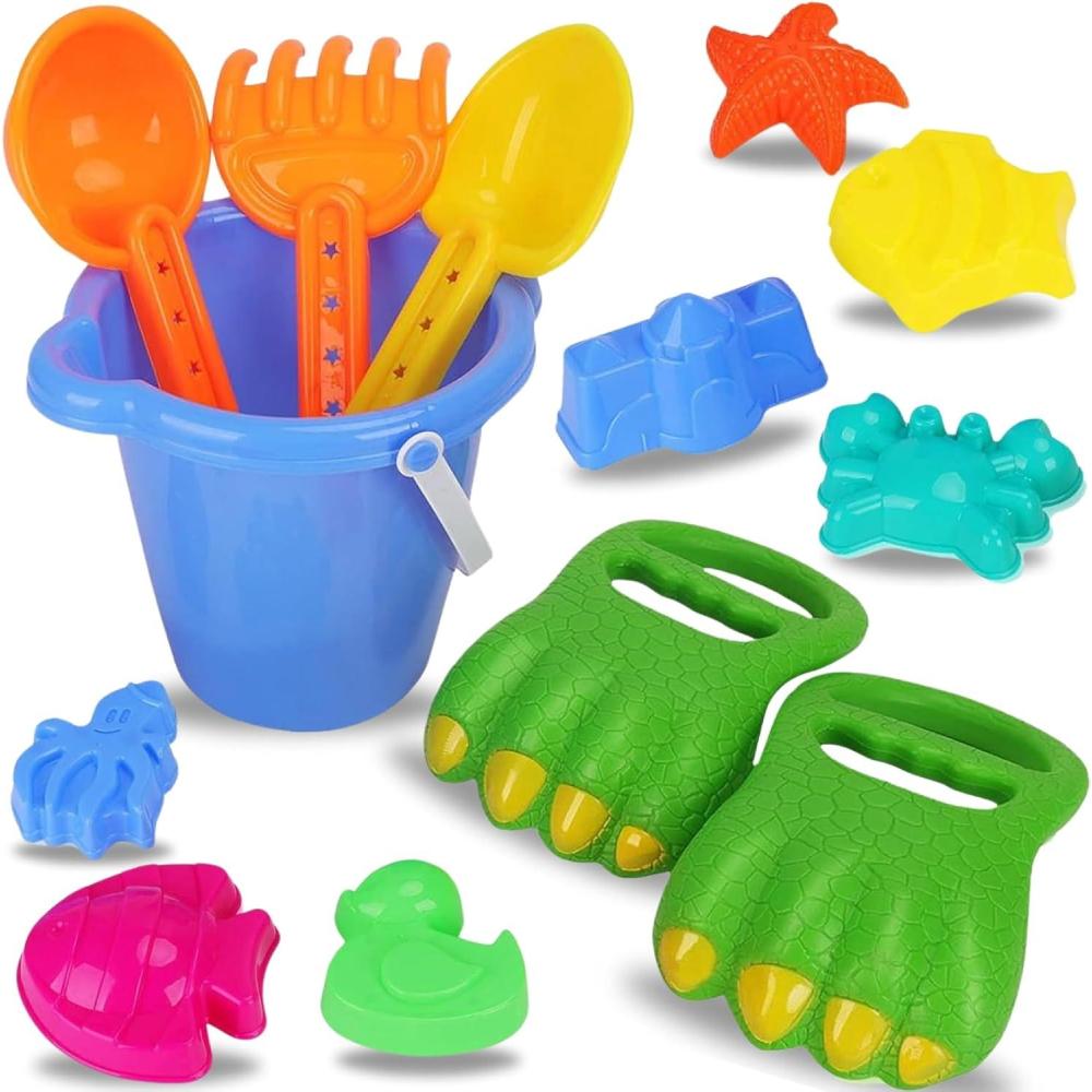 imageLiberty Imports 13 PCS Beach Sand Toys Dinosaur Claw Hand Scoop Play Set with Bucket Shovel Tools Animal and Castle Sand Molds  Beach Sandbox Toys for Toddlers ampamp Kids