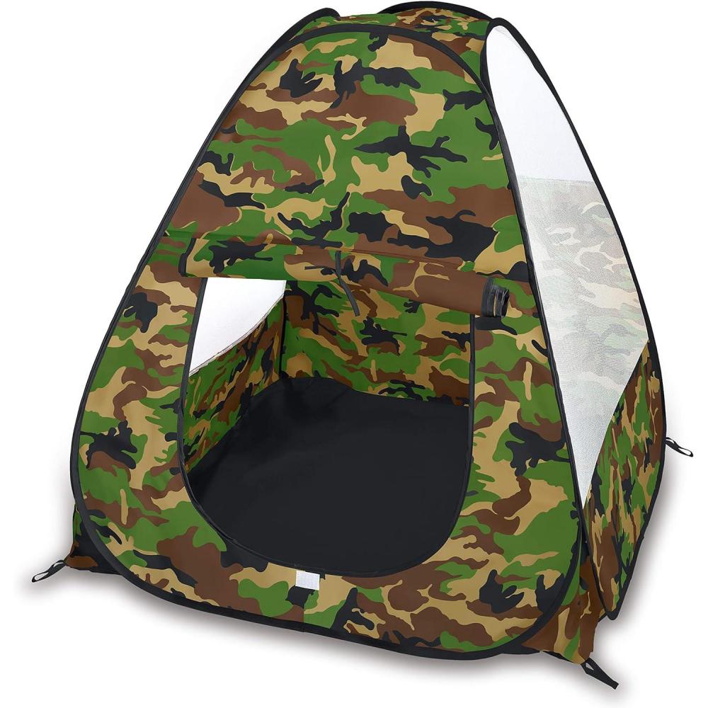 imageMilitary Pop Up Play Tent  Collapsible Army Indoor Outdoor Camouflage Playhouse Hunting Toy for Kids