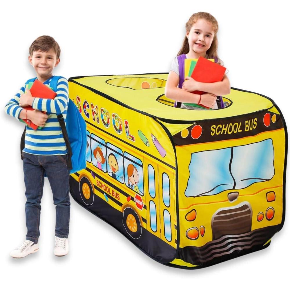 imagePop Up Play Tent for Kids My First Foldable Indoor ampamp Outdoor Playhouse Vehicle Toys for Toddlers Boys and Girls Ice Cream TruckSchool Bus
