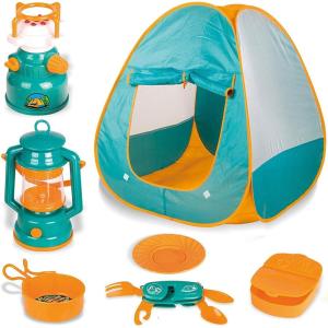 Kids Camping Set with Pop Up Tent – Little Explorers Playhouse Toddler Toys for Boys with Camp Gear for Children Indoor Outdoor Pretend Play