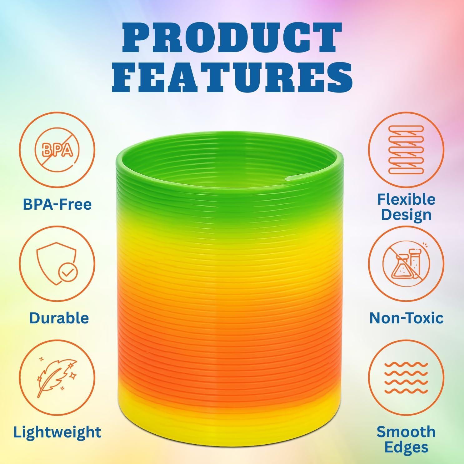 imageLiberty Imports 12 PCS Magic Rainbow Coil Springs Small Colorful Neon Plastic Bulk Toys for Kids Birthday Party Favors Goodie Bag Fillers Party Prizes 2 Inches3 Inches