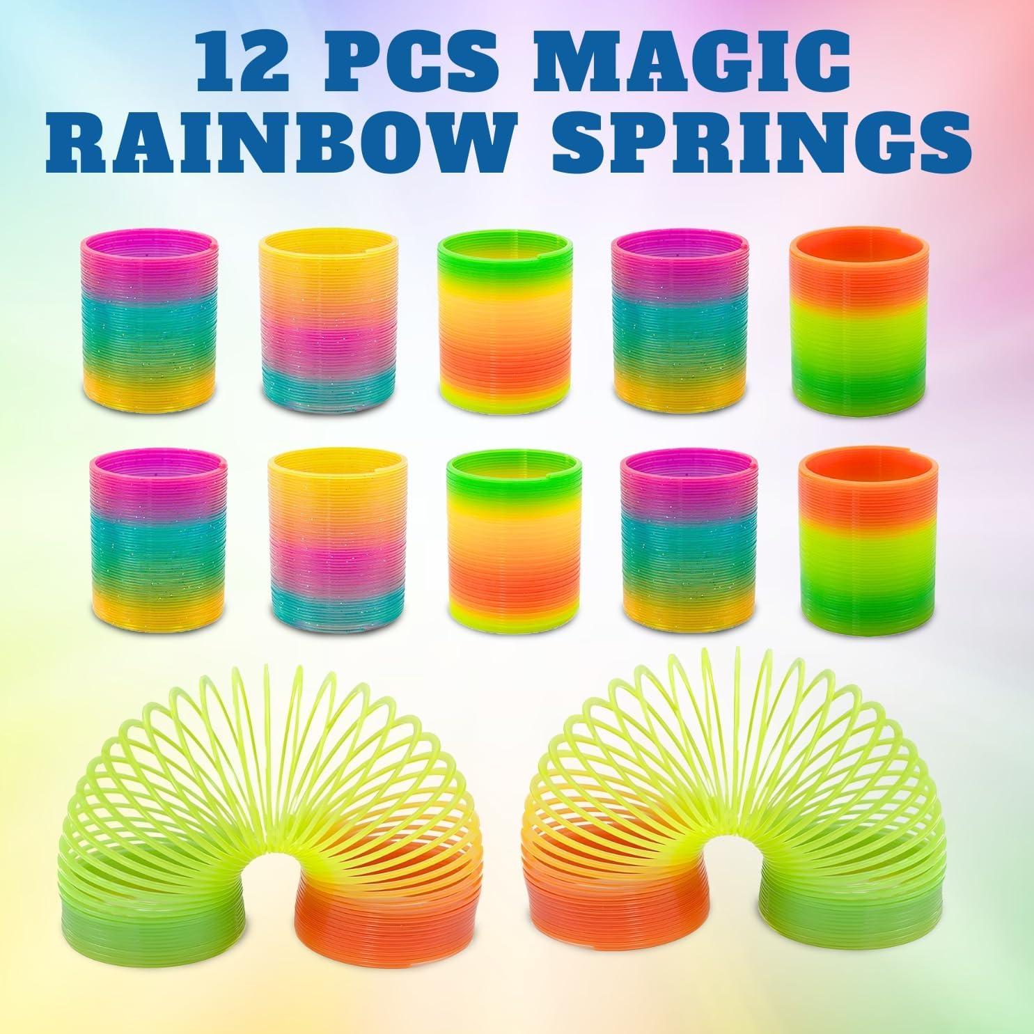 imageLiberty Imports 12 PCS Magic Rainbow Coil Springs Small Colorful Neon Plastic Bulk Toys for Kids Birthday Party Favors Goodie Bag Fillers Party Prizes 2 Inches3 Inches