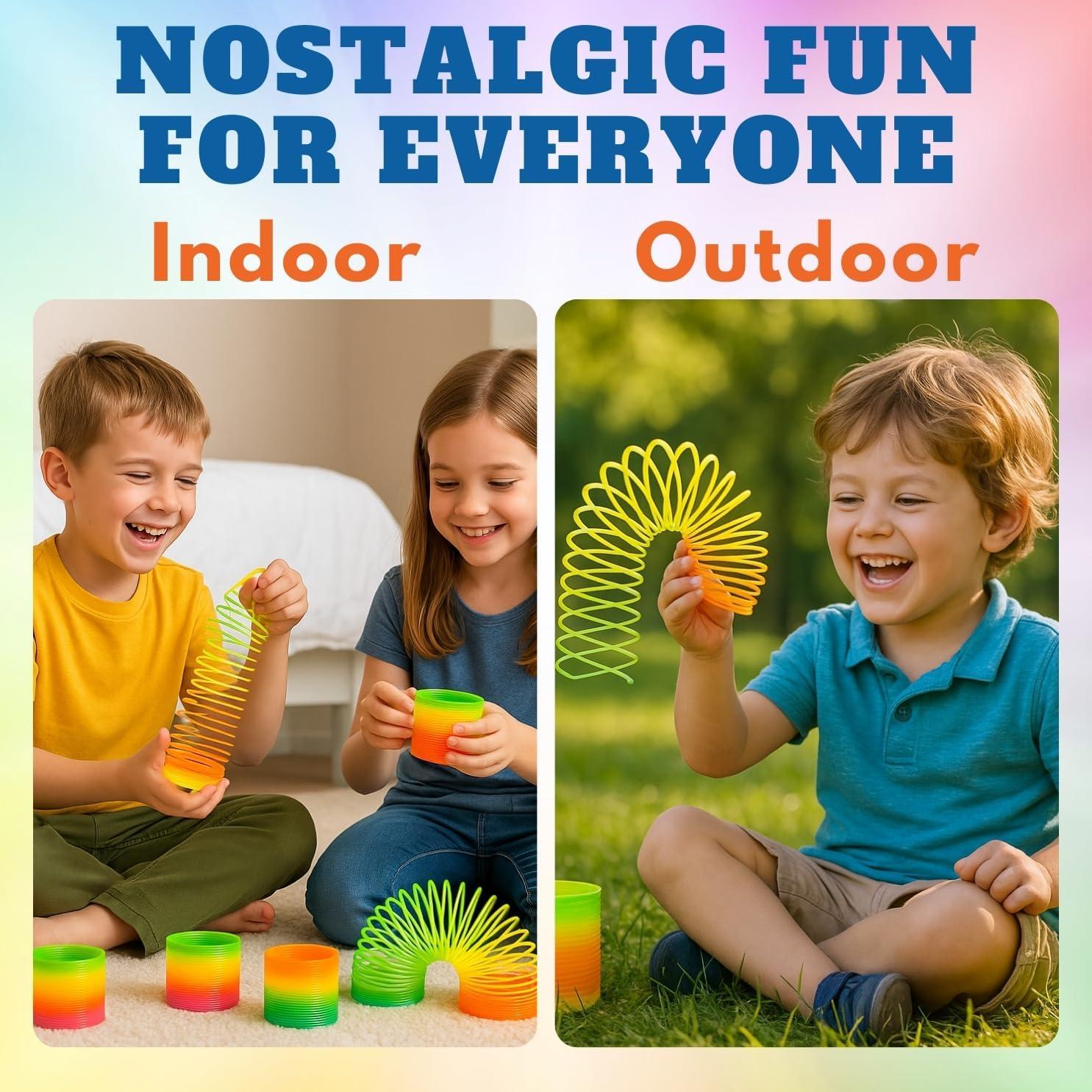 imageLiberty Imports 12 PCS Magic Rainbow Coil Springs Small Colorful Neon Plastic Bulk Toys for Kids Birthday Party Favors Goodie Bag Fillers Party Prizes 2 Inches3 Inches