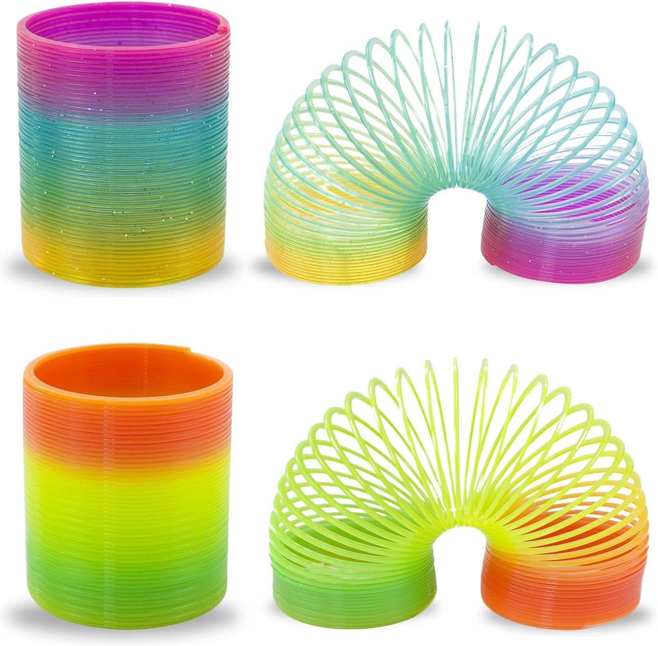 imageLiberty Imports 12 PCS Magic Rainbow Coil Springs Small Colorful Neon Plastic Bulk Toys for Kids Birthday Party Favors Goodie Bag Fillers Party Prizes 2 Inches25 Inches