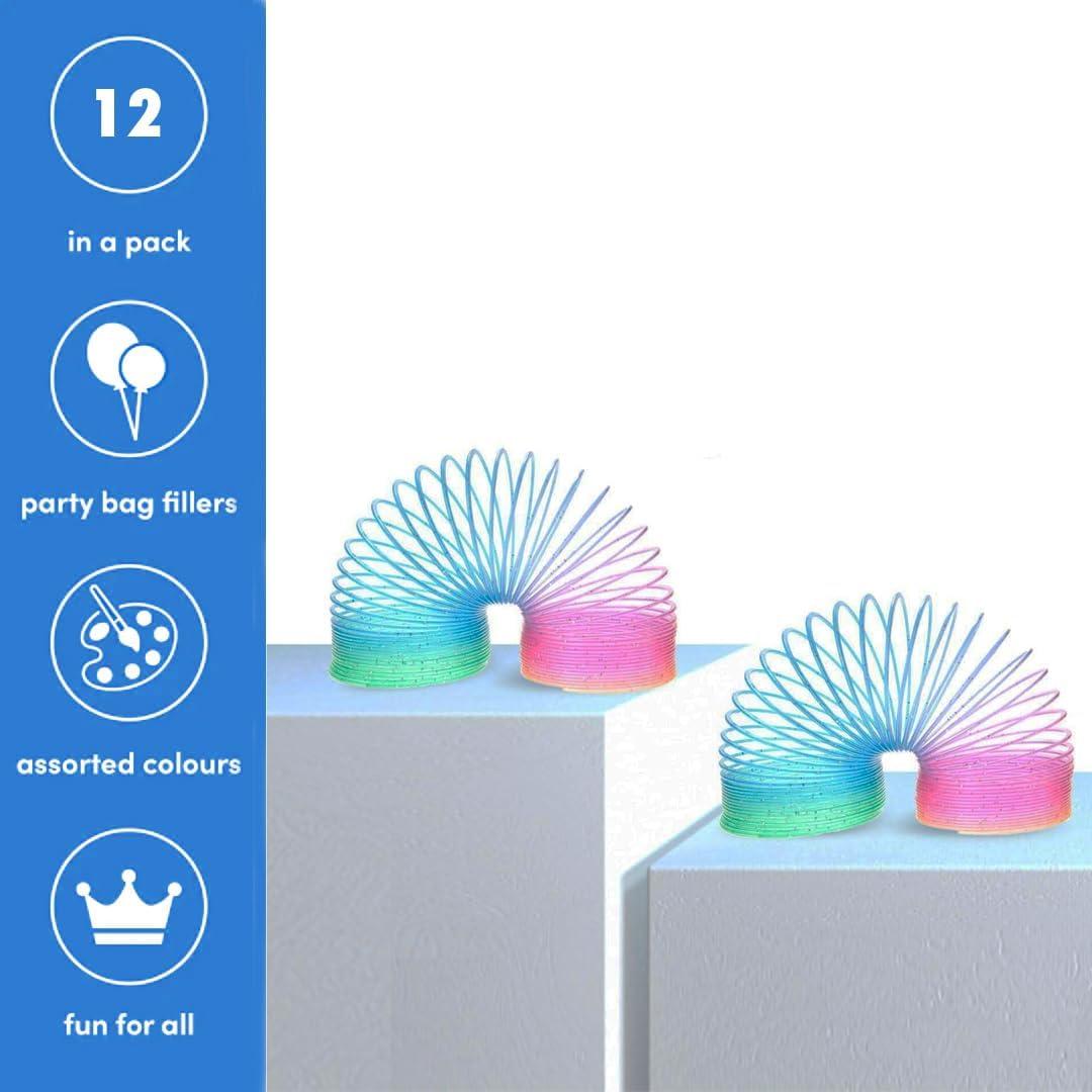 imageLiberty Imports 12 PCS Magic Rainbow Coil Springs Small Colorful Neon Plastic Bulk Toys for Kids Birthday Party Favors Goodie Bag Fillers Party Prizes 2 Inches25 Inches