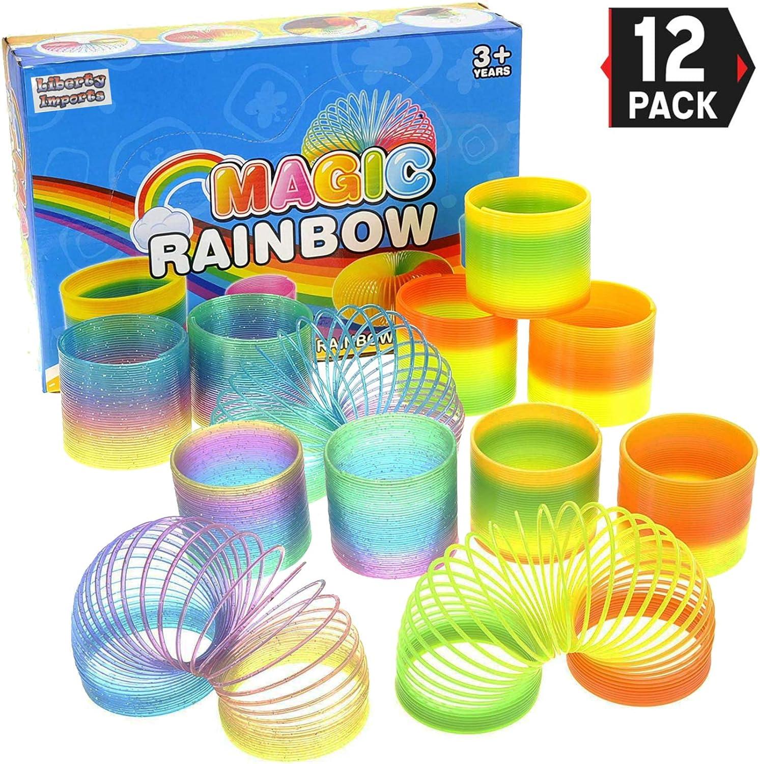 imageLiberty Imports 12 PCS Magic Rainbow Coil Springs Small Colorful Neon Plastic Bulk Toys for Kids Birthday Party Favors Goodie Bag Fillers Party Prizes 2 Inches25 Inches