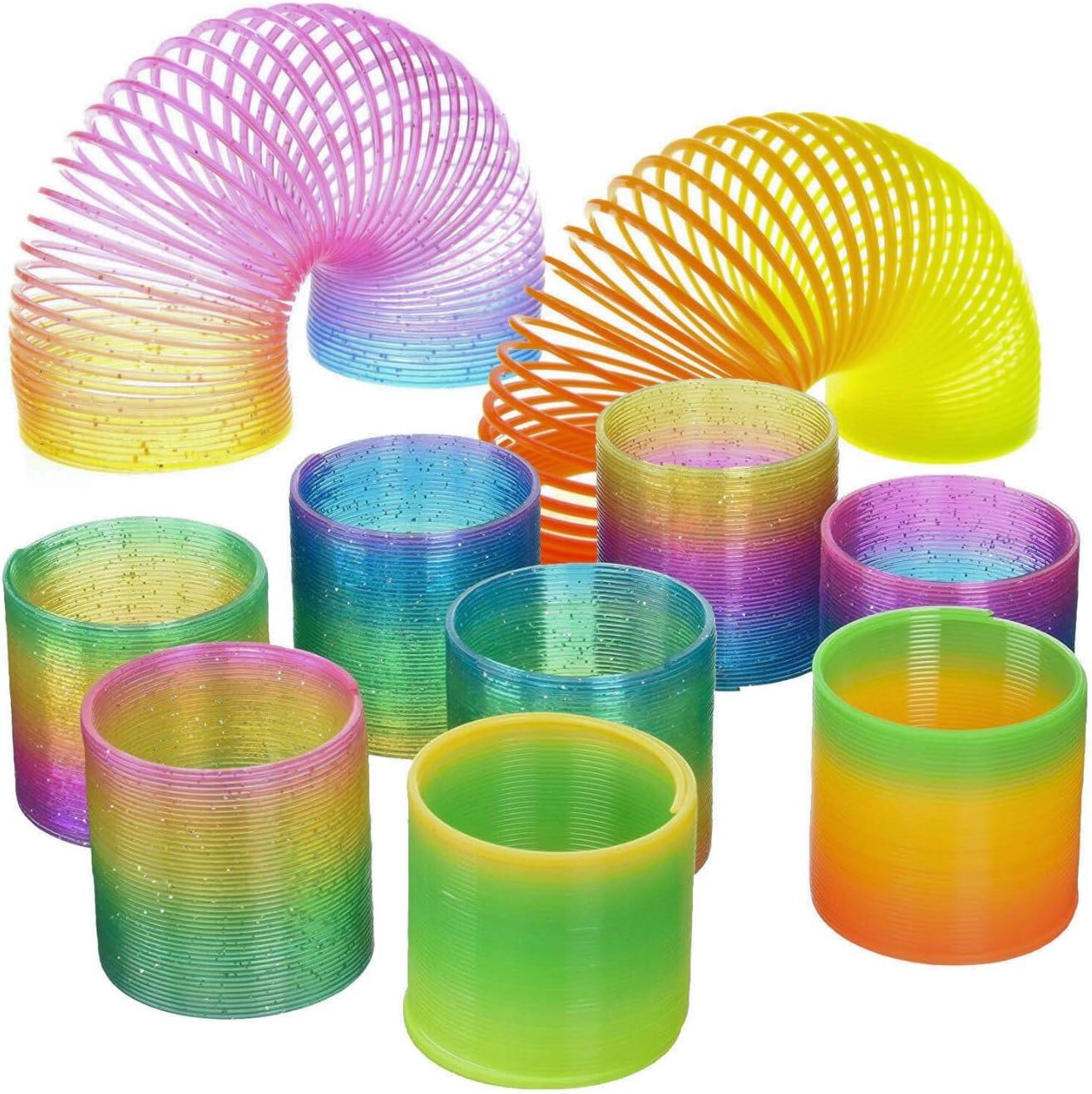 imageLiberty Imports 12 PCS Magic Rainbow Coil Springs Small Colorful Neon Plastic Bulk Toys for Kids Birthday Party Favors Goodie Bag Fillers Party Prizes 2 Inches25 Inches