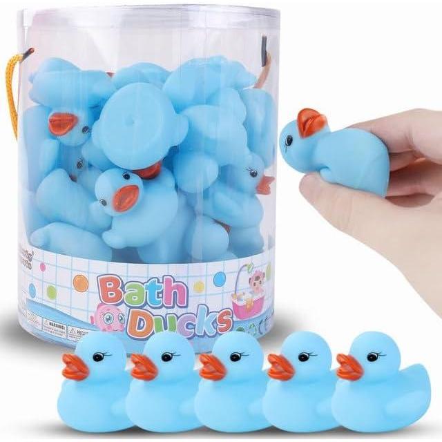 image36 PCS Yellow Classic Rubber Duck Bath Toys  BPA Free Floating Duckies for Girls Baby Shower Decorations Bulk Party Favors Kids Birthday Gifts YellowBlue