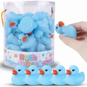 36 PCS Yellow Classic Rubber Duck Bath Toys – BPA Free Floating Duckies for Girls, Baby Shower Decorations, Bulk Party Favors, Kids Birthday Gifts (Yellow)(Blue)