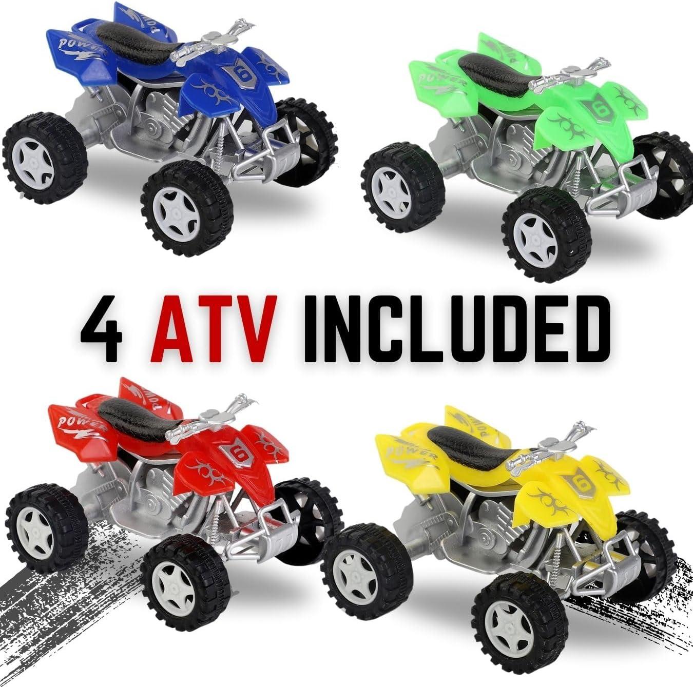 image:imageLiberty Imports Auto Hauler Big Rig Toy Semi Truck Car Carrier Transporter Trailer 148 Scale Friction Powered Wheeler Vehicle with 4 ATVs Dirt Bike Assorted Colors