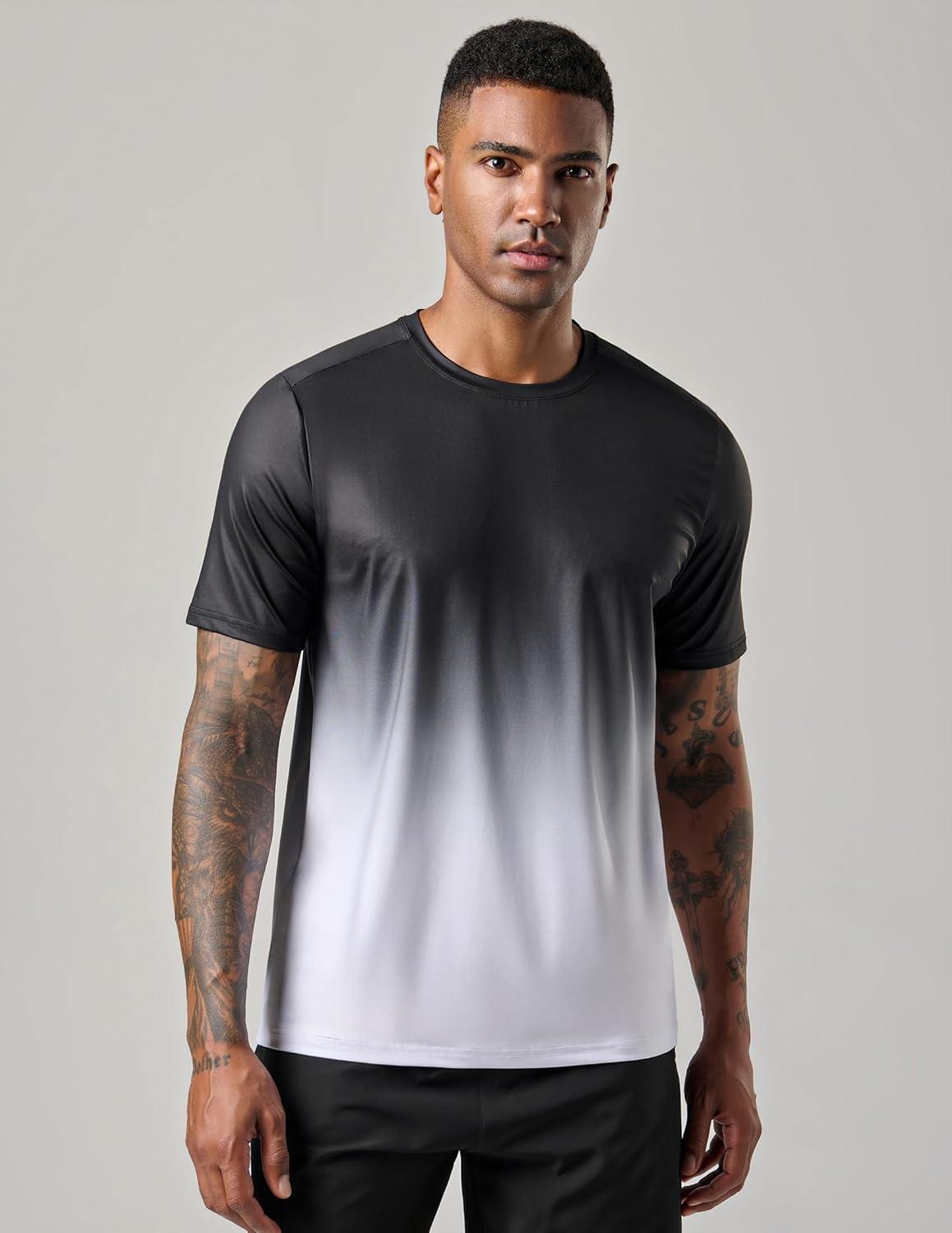 image:image5 Pack Mens Active Quick Dry Crew Neck T Shirts Athletic Running Gym Workout Short Sleeve Tee Tops BulkGradient Colors