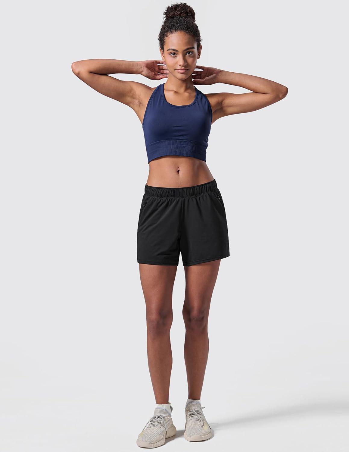 image:imageLiberty Imports 1 or 5 Pack Womens Workout Gym Shorts with Zipper Pockets Ladies Casual Lounge Wear Active Athletic ApparelBlack Single