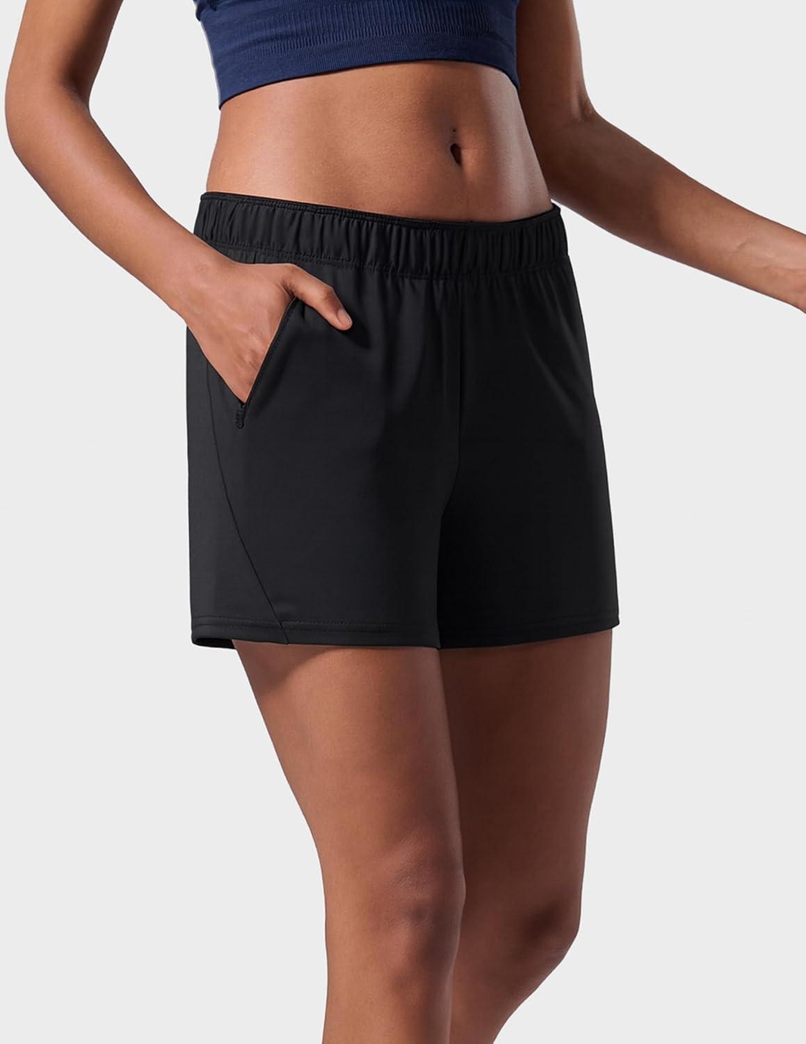 image:imageLiberty Imports 1 or 5 Pack Womens Workout Gym Shorts with Zipper Pockets Ladies Casual Lounge Wear Active Athletic ApparelBlack Single