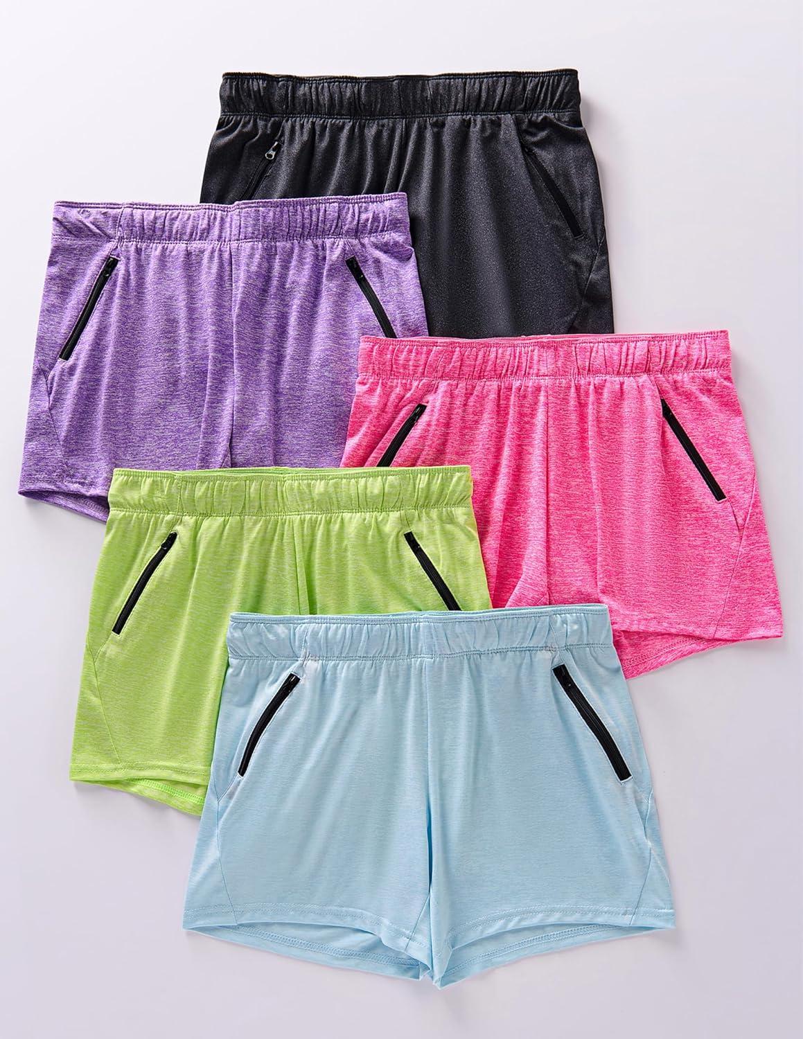 image:imageLiberty Imports 1 or 5 Pack Womens Workout Gym Shorts with Zipper Pockets Ladies Casual Lounge Wear Active Athletic ApparelBlackPurpleBaby BlueBright PinkNeon Yellow