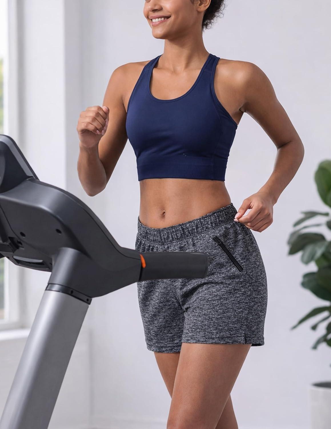image:imageLiberty Imports 1 or 5 Pack Womens Workout Gym Shorts with Zipper Pockets Ladies Casual Lounge Wear Active Athletic ApparelCharcoal Single