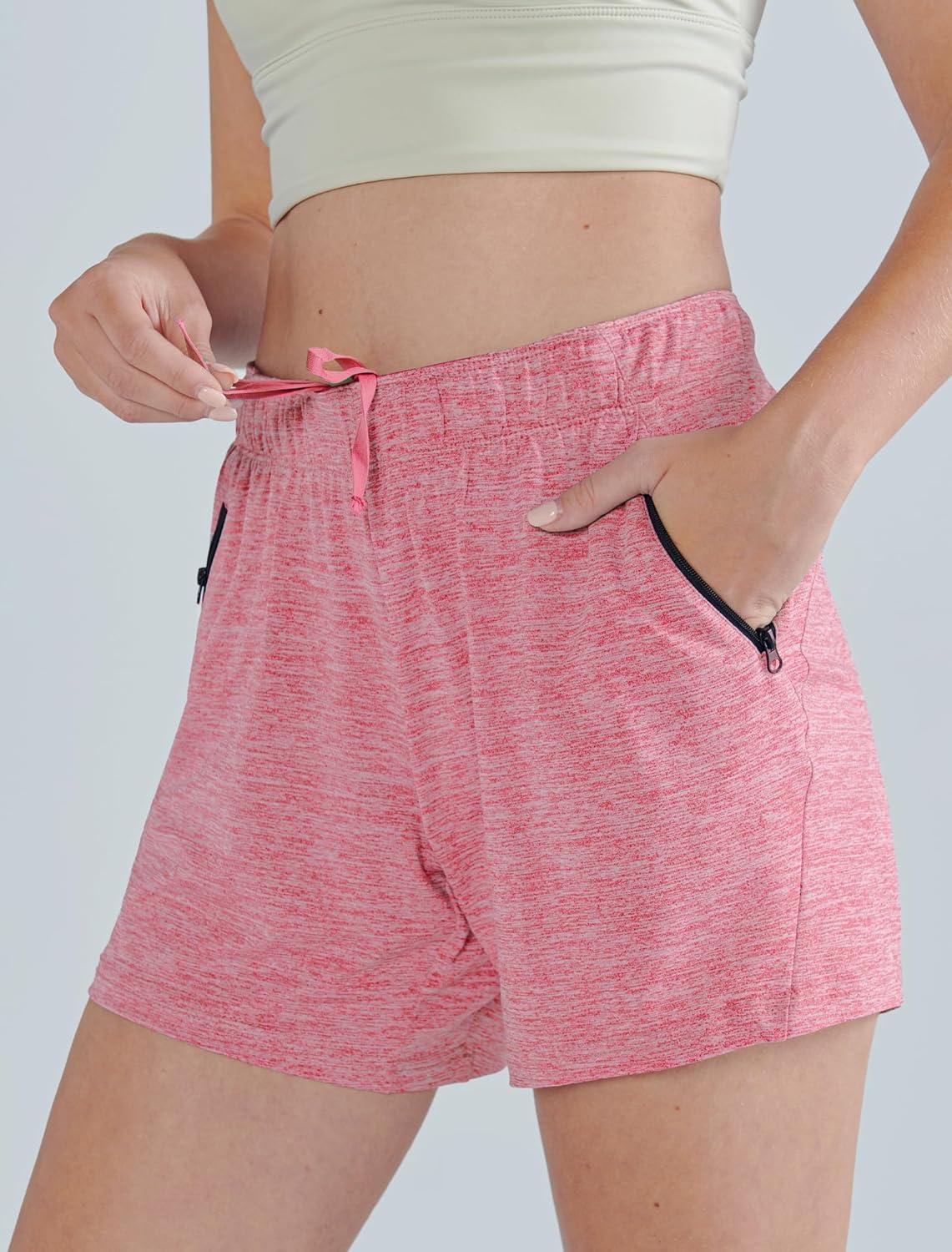image:imageLiberty Imports 1 or 5 Pack Womens Workout Gym Shorts with Zipper Pockets Ladies Casual Lounge Wear Active Athletic ApparelPink Single