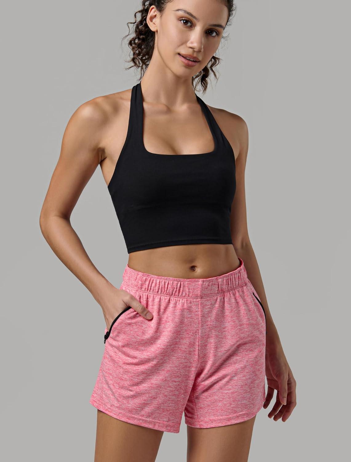 image:imageLiberty Imports 1 or 5 Pack Womens Workout Gym Shorts with Zipper Pockets Ladies Casual Lounge Wear Active Athletic ApparelPink Single