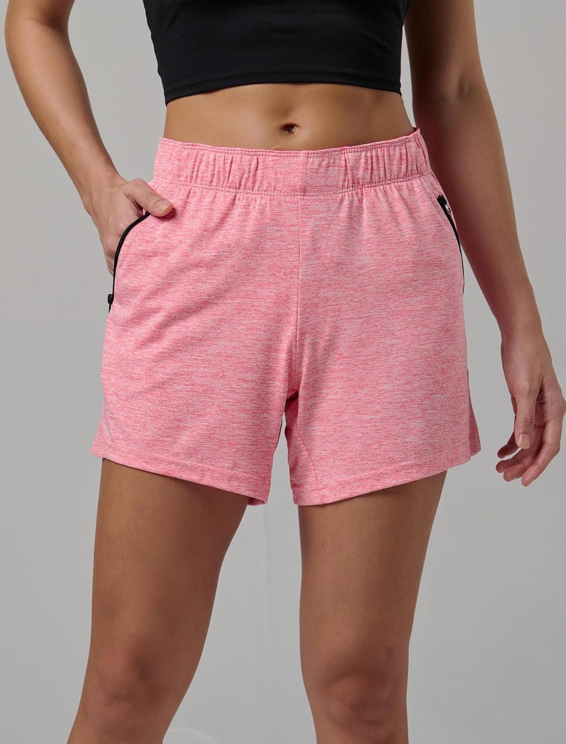 image:imageLiberty Imports 1 or 5 Pack Womens Workout Gym Shorts with Zipper Pockets Ladies Casual Lounge Wear Active Athletic ApparelPink Single