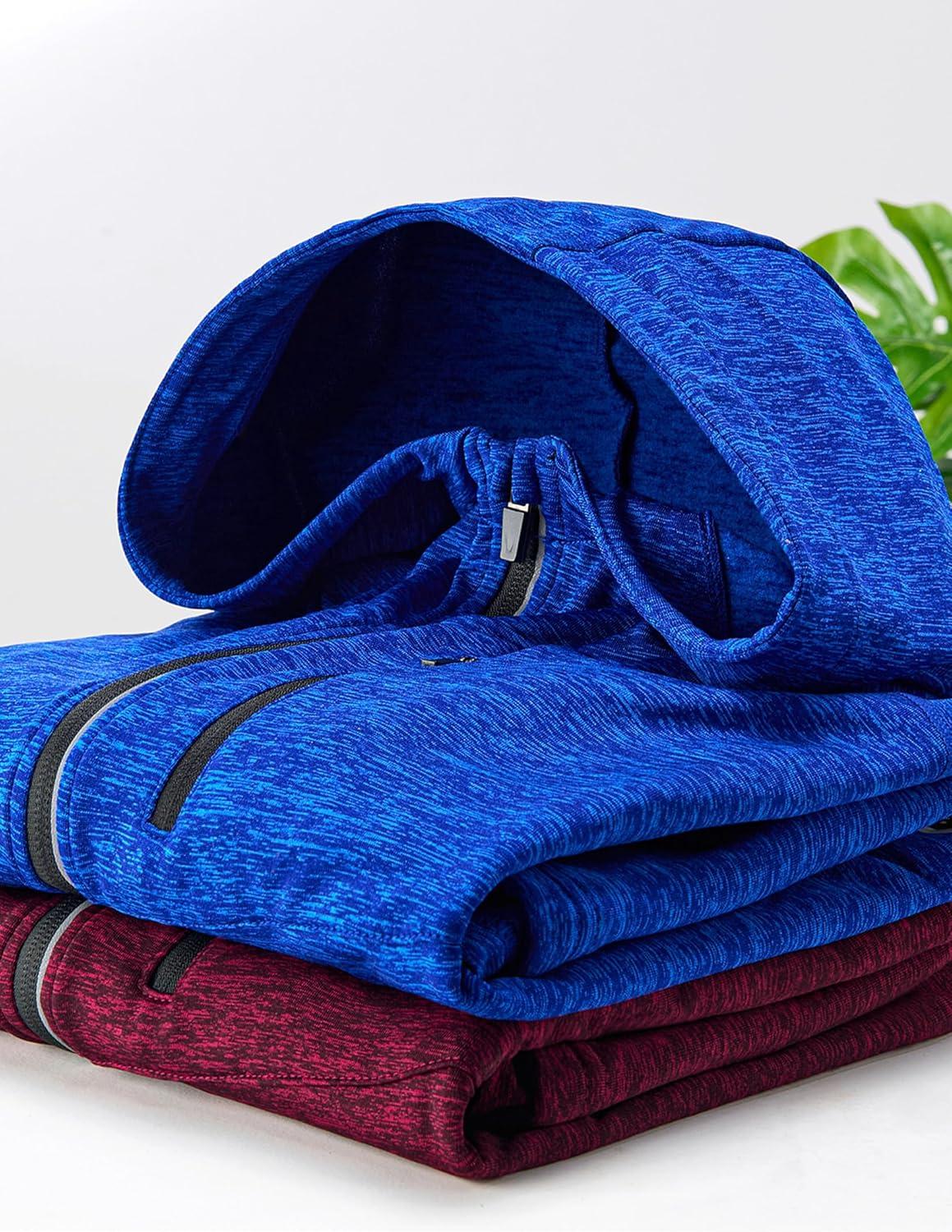 image:imageLiberty Imports 2Pack Mens ZipUp Hoodies with Zipper Pockets Lightweight Fleece Sweatshirts for Running Casual Activewear2pack Blue Maroon