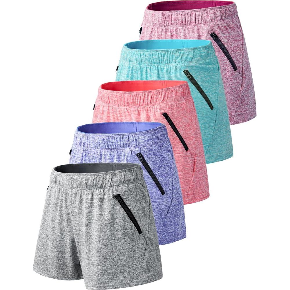 image:imageLiberty Imports 1 or 5 Pack Womens Workout Gym Shorts with Zipper Pockets Ladies Casual Lounge Wear Active Athletic ApparelHeather GrayCeriseCherryGlacier BlueSonar Blue